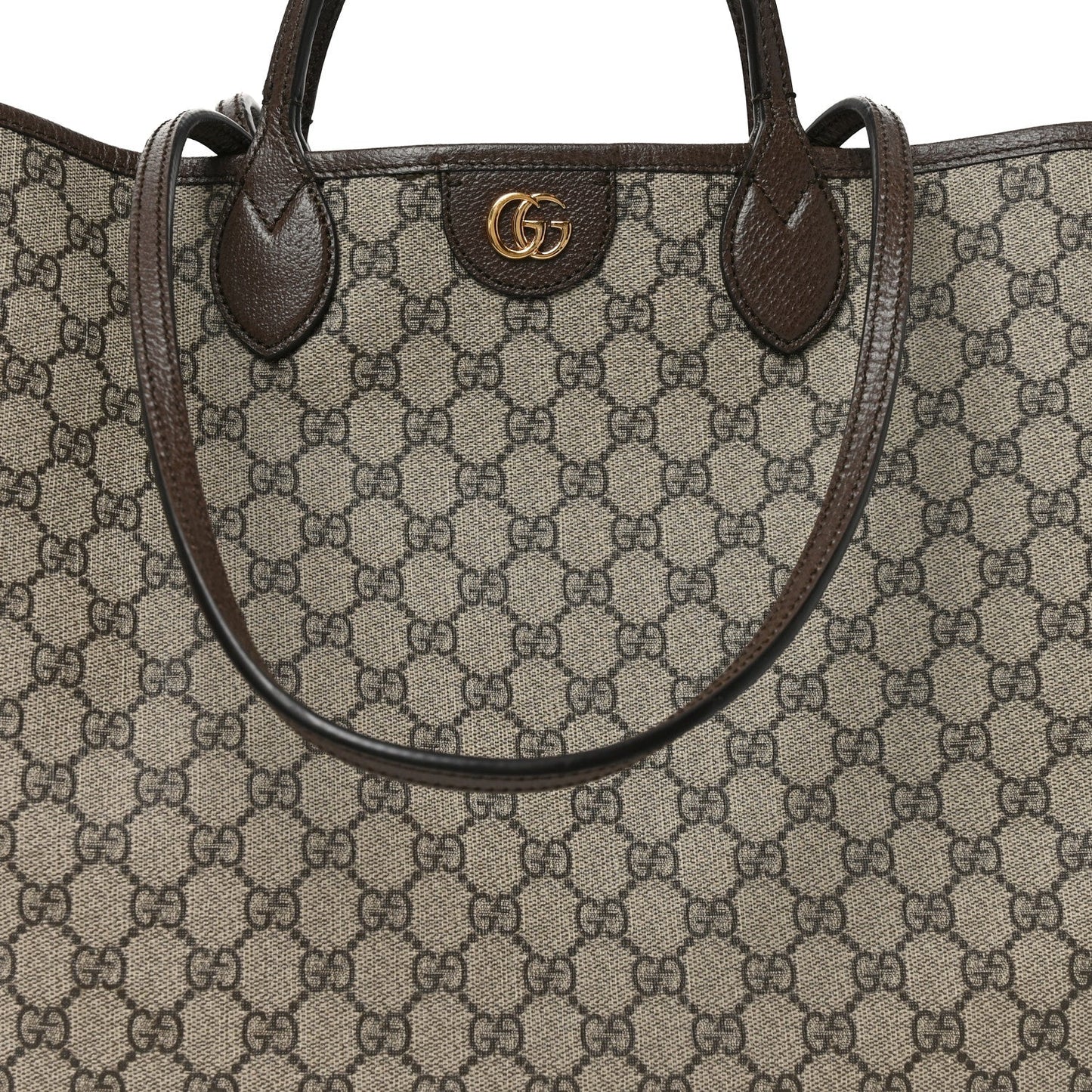 GG Supreme Monogram Textured Calfskin Medium Ophidia Shoulder Tote Bag Beige Ebony New Acero