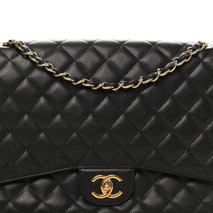 Caviar Quilted Maxi Double Flap Black