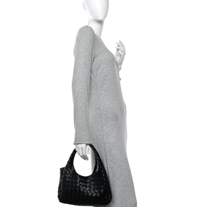 Nappa Intrecciato Small Campana Shoulder Bag Black