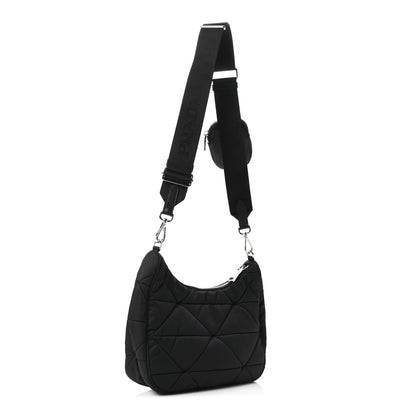 Re-Nylon Triangle Padded Patchwork Shoulder Bag Black