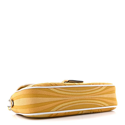 X SARA COLEMAN Canvas Vitello King Seta FF Fish Eye Embroidered Baguette Mostarda White Ice