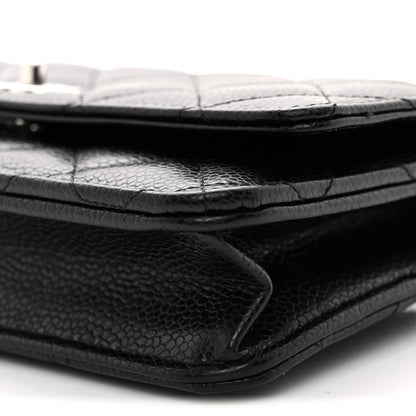 Caviar Quilted CC Turnlock Wallet On Chain WOC Black