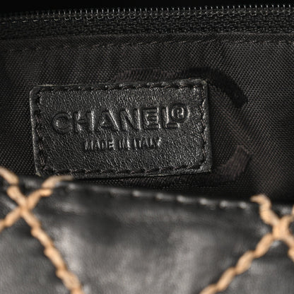Calfskin Wild Stitch Large Tote Black