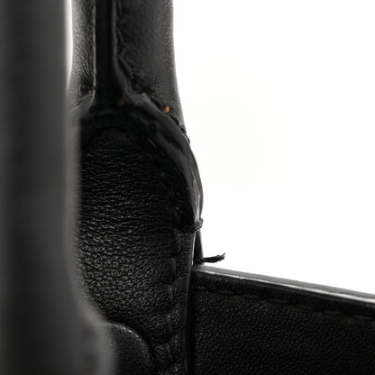 Soft Grain Calfskin Small Double Belt Tote Black