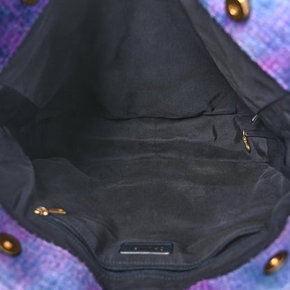 Wool Tweed CC Tote Purple Black Blue