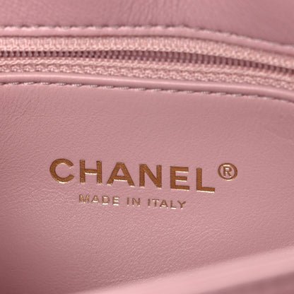 Lambskin Quilted Medium Color Match Flap Light Pink