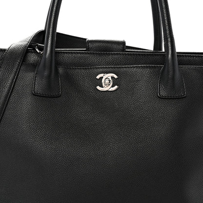 Calfskin Cerf Executive Shopper Tote Black