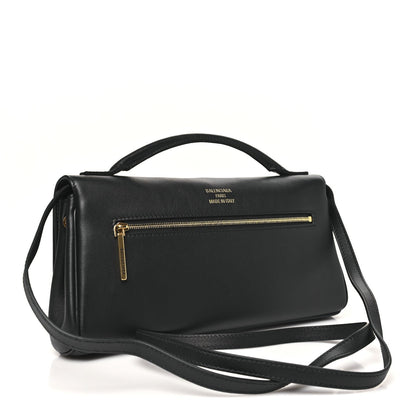 Smooth Calfskin Small Bel Air Clutch On Strap Black