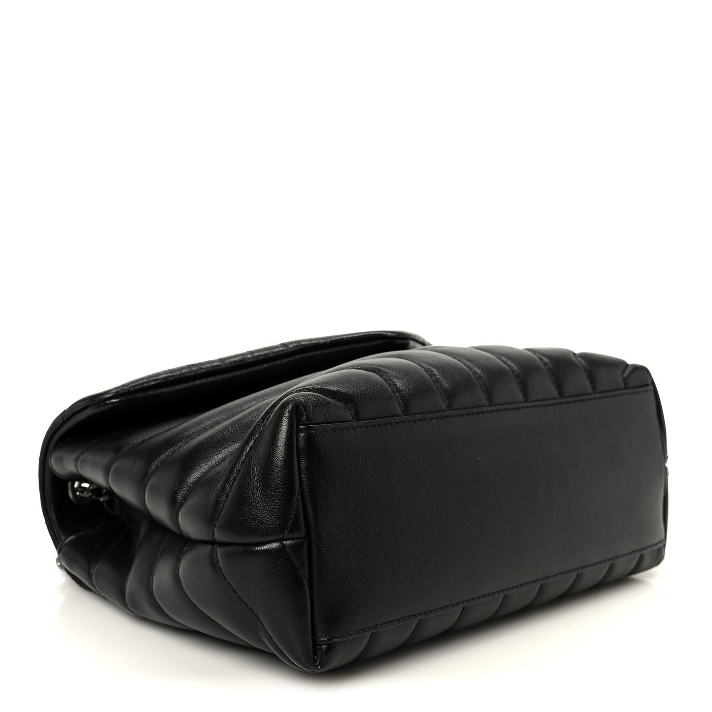 Calfskin Y Quilted Monogram Small Loulou Chain Satchel Black