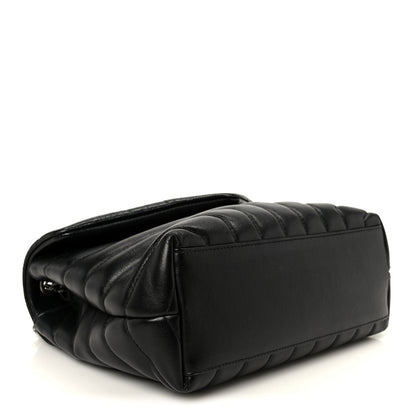 Calfskin Y Quilted Monogram Small Loulou Chain Satchel Black