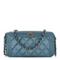 Metallic Caviar Quilted Small Boy Clutch With Chain Turquoise