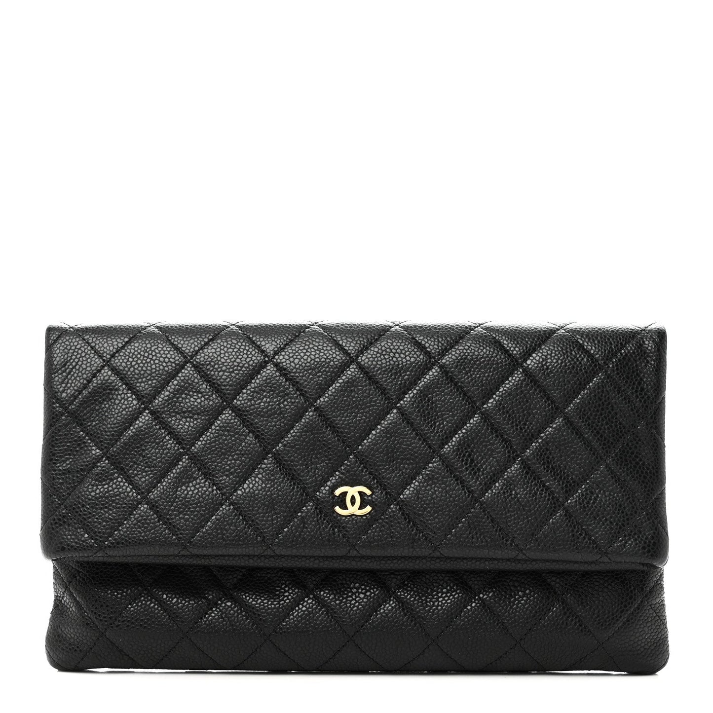 Caviar Quilted CC Beauty Clutch Black