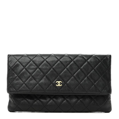 Caviar Quilted CC Beauty Clutch Black