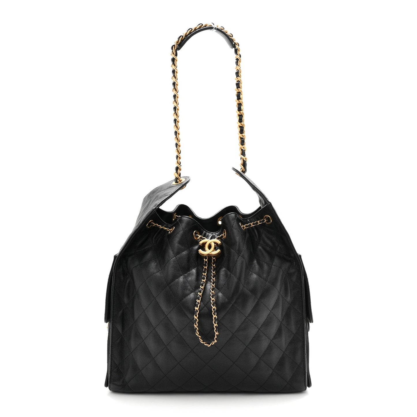 Caviar Quilted Medium Chanel 25 Handbag Black