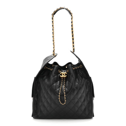 Caviar Quilted Medium Chanel 25 Handbag Black