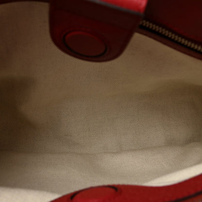 Shangai Calfskin Blooms Print Medium Bamboo Shopper Tote Red Multicolor