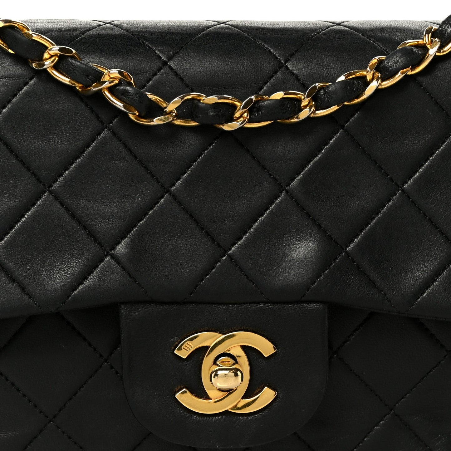 Lambskin Quilted Small Double Flap Black