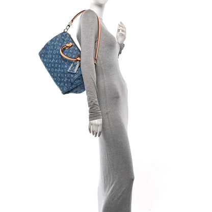 Monogram Denim Speedy Soft 30 Blue