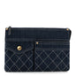 Denim Quilted Zipped Clutch Blue