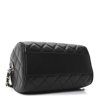 Caviar Quilted Barrel Purse With Chain  Black