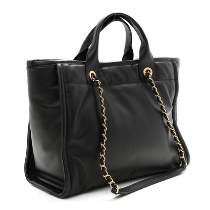 Calfskin Small Deauville Tote Black