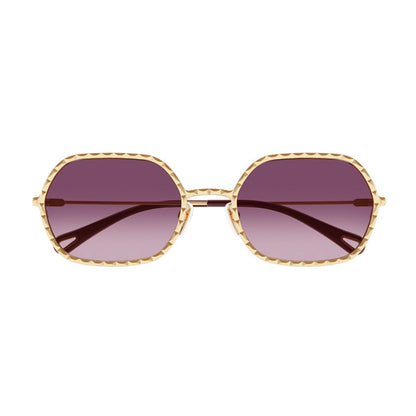 Chloe Sunglasses Rectangle Full Rim, Gold Frame and Violet Gradient Lens CH0231S003