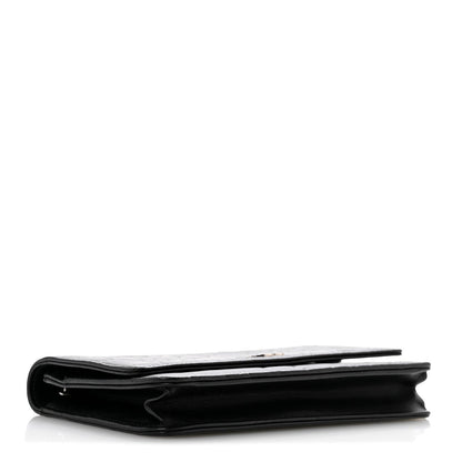 Lambskin Camellia Embossed Wallet On Chain WOC Black