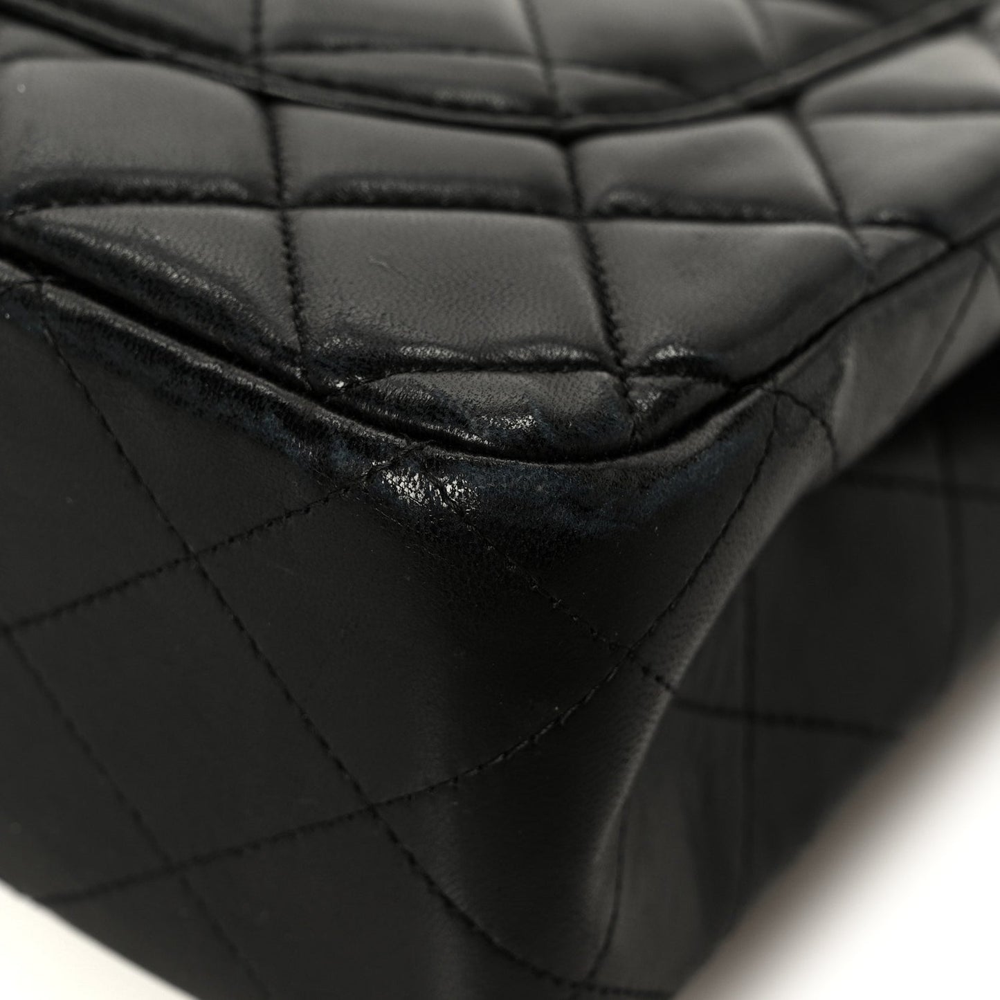Lambskin Quilted Jumbo Single Flap Black