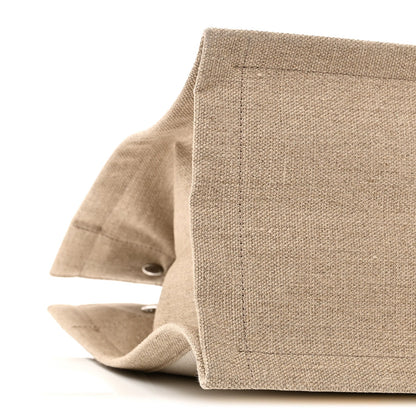 Linen Calfskin Small Rive Gauche Tote Greggio Natural