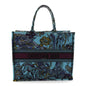 Canvas Embroidered Large Toile de Jouy Voyage Book Tote Celestial Blue