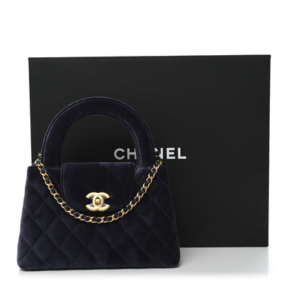 Velvet Quilted Nano Kelly Shopper Navy