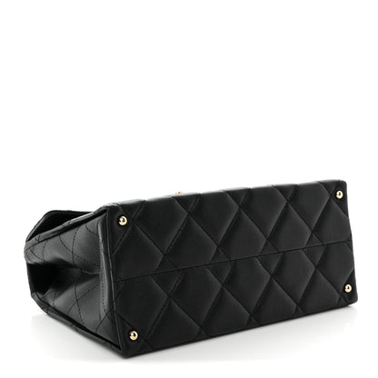 Caviar Quilted Medium Retro Twist Top Handle Flap Black