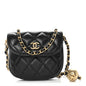 Lambskin Quilted Pearl Crush Waist Bag Black