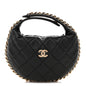 Lambskin Quilted Chain Around Pouch Hobo Black