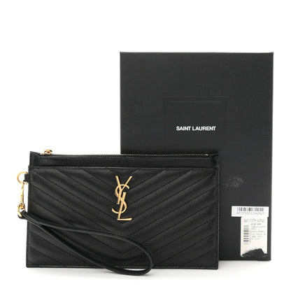 Grain De Poudre Chevron Monogram Large Bill Pouch Black