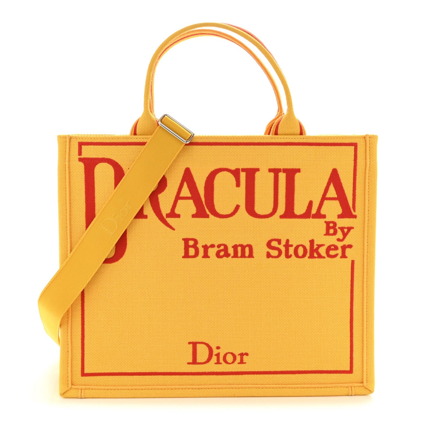 Canvas Embroidered Book Cover Medium Book Tote Yellow Red