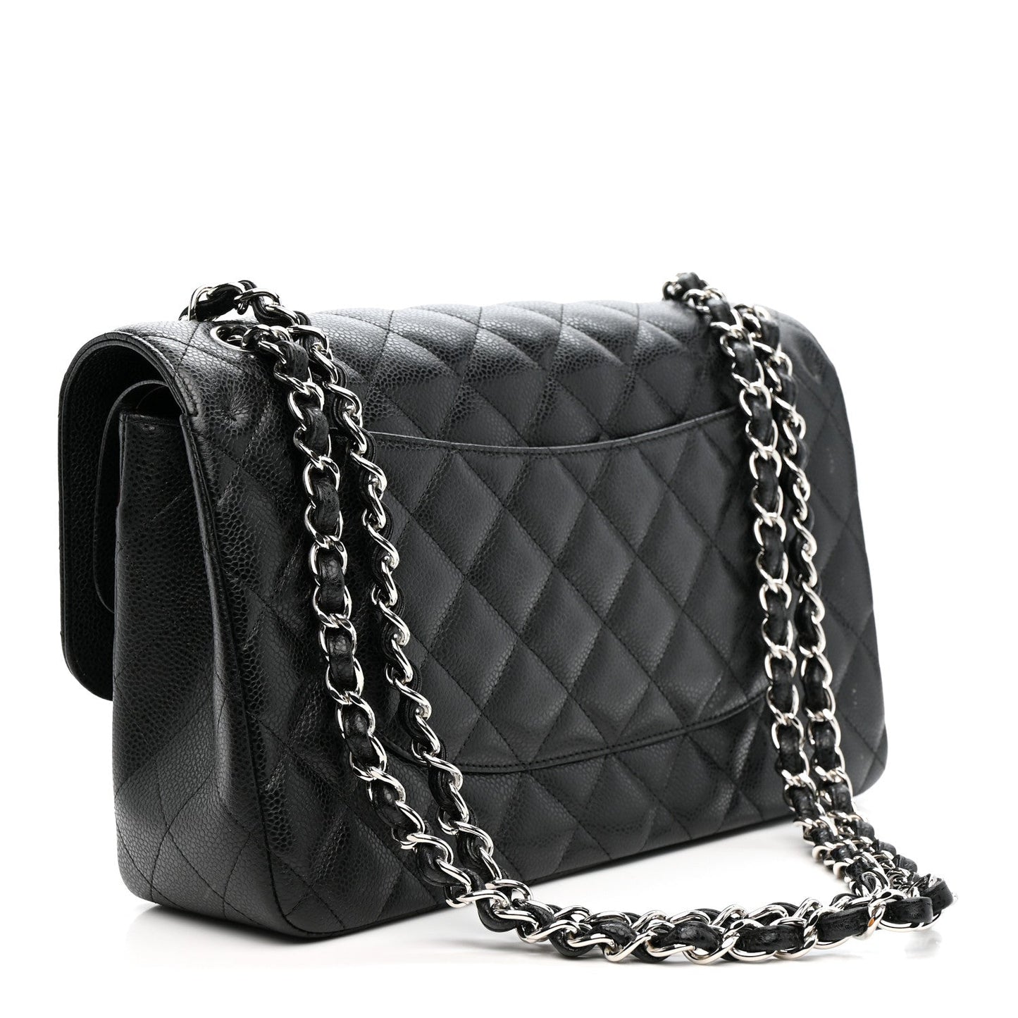 Caviar Quilted Jumbo Double Flap Black