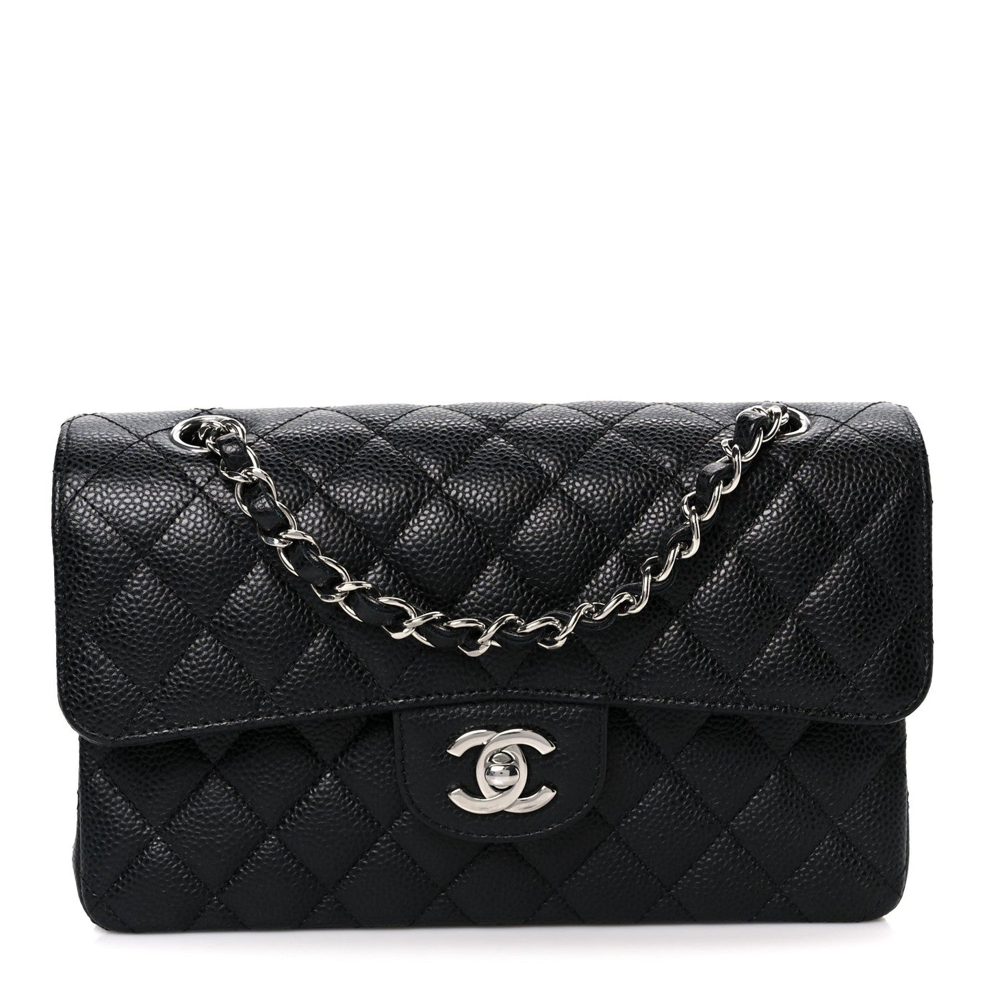 Caviar Quilted Small Double Flap Black