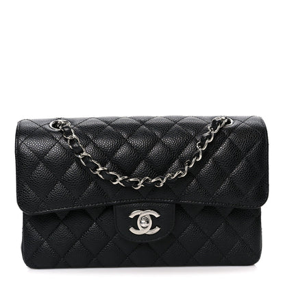 Caviar Quilted Small Double Flap Black