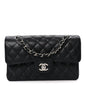 Caviar Quilted Small Double Flap Black