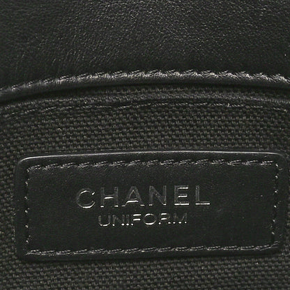 Calfskin Quilted CC Uniform Flap Belt Bag Black