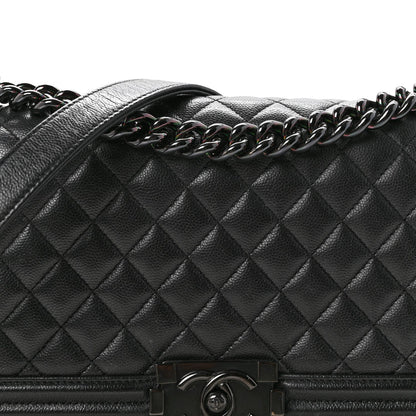 Caviar Quilted Medium Boy Flap So Black