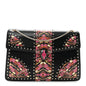 Calfskin Karung Studded Serpenti Forever Shoulder Bag Black Pink Multicolor