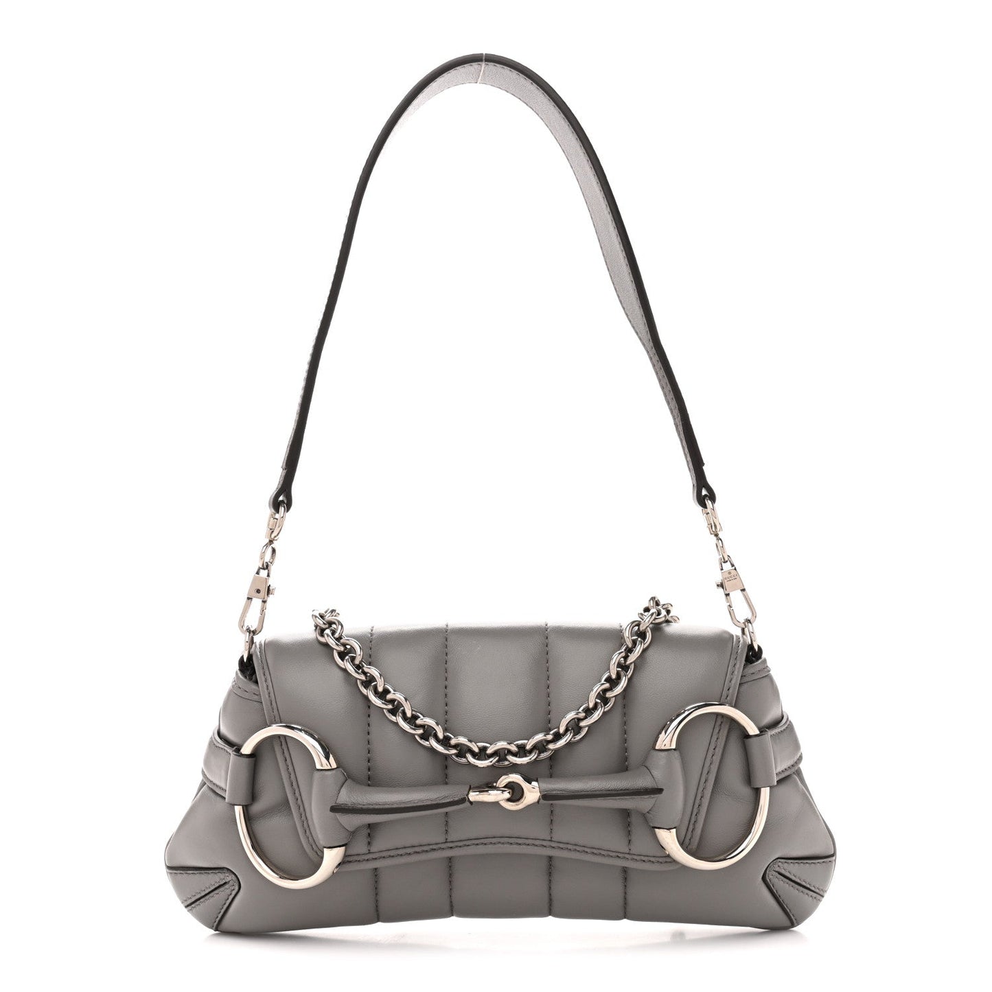 Nappa Vertical Matelasse Small Maxi Horsebit Chain Shoulder Bag Gray