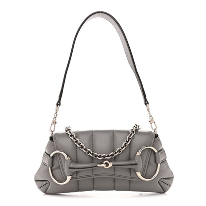 Nappa Vertical Matelasse Small Maxi Horsebit Chain Shoulder Bag Gray