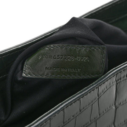 Calfskin Crocodile Embossed LE 5 A 7 Hobo Vert Fonce
