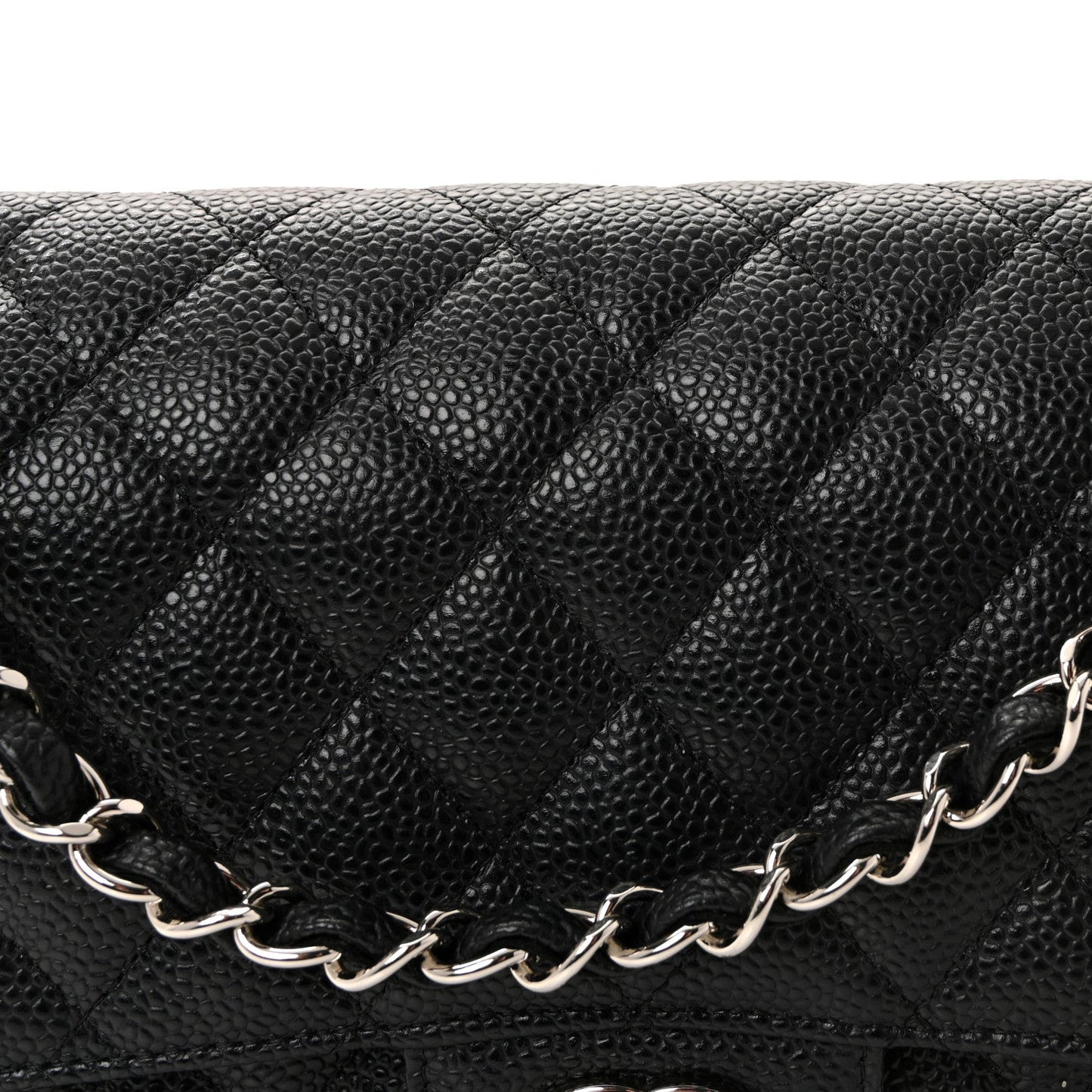 Caviar Quilted Medium Double Flap Black