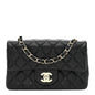 Lambskin Quilted Mini Rectangular Flap Black