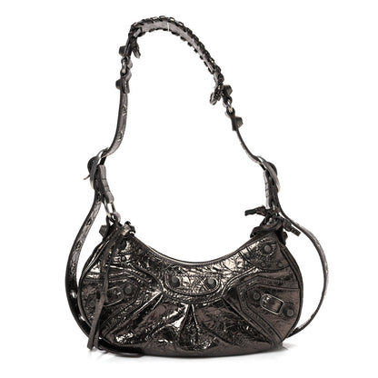Metallic Agneau Arena Le Cagole Shoulder Bag XS Dark Bronze