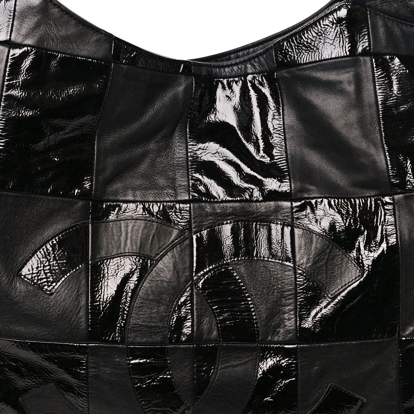 Patent Patchwork Large Brooklyn Tote Black